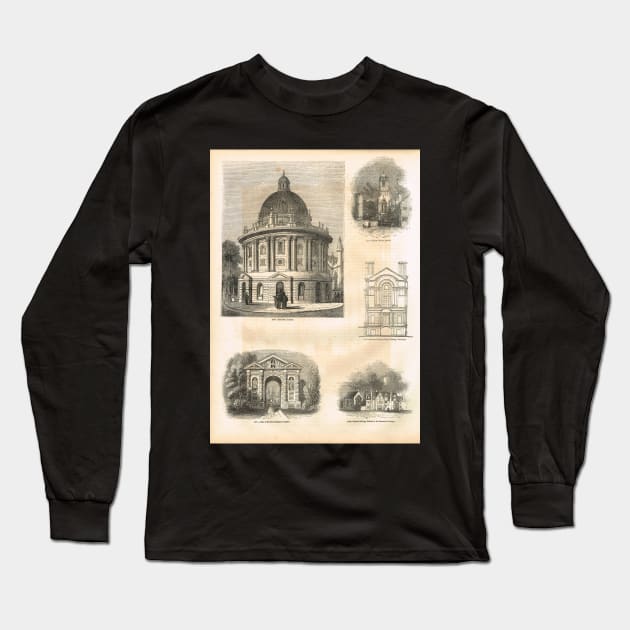 19th Century engraved scenes of Oxford, England Long Sleeve T-Shirt by artfromthepast